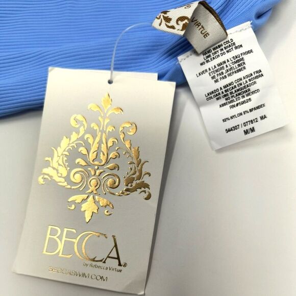 Becca Swim NWT Fine Line Ribbed Bikini Bottom in Blue Size Medium - Picture 5 of 5